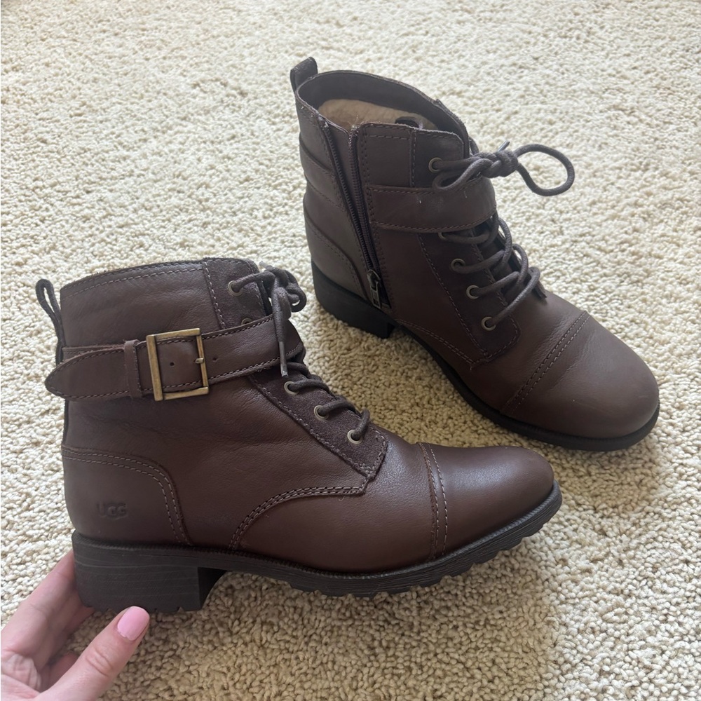 UGG Women's Brown Leather Ankle Boots